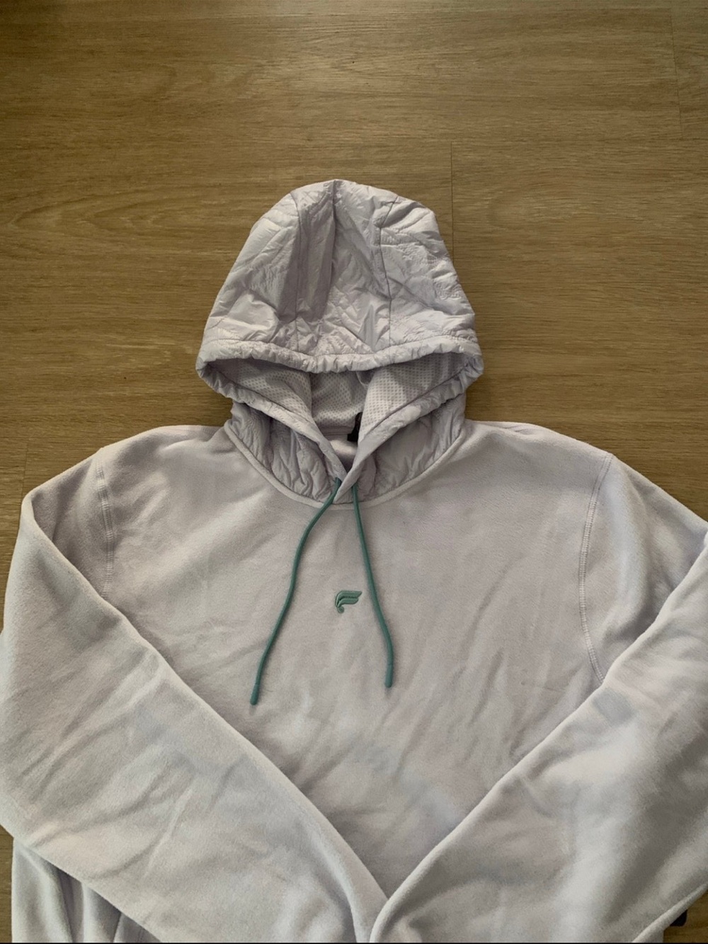 Fabletics Light Lavender Hooded Pullover with Teal Drawcords